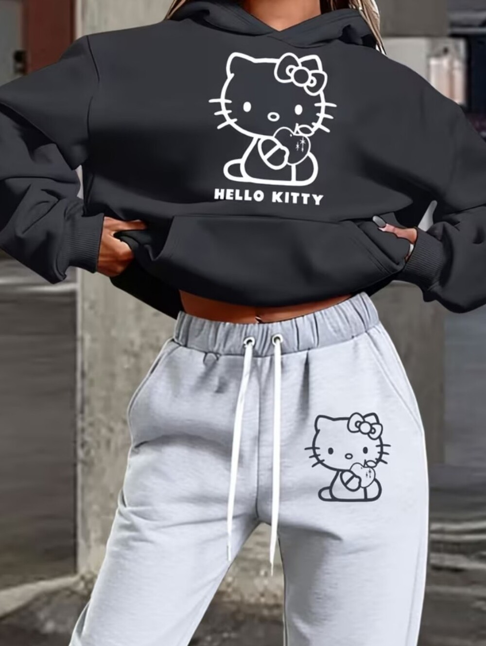 Hello Kitty Black Hoodie And Sweatpants